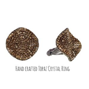 Last One! Smokey Topaz Crystal Wave Ring,NWT